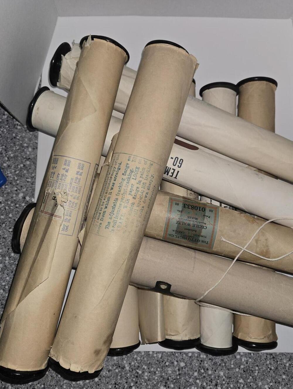 Lot of 10 Player Piano Rolls / Antique / As Found, As Is